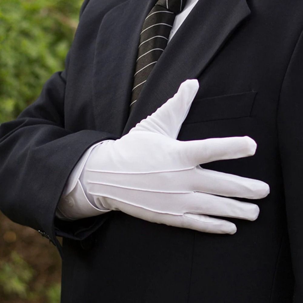 Leather Driving Glove - Soft White Cotton Gloves Thin Hand