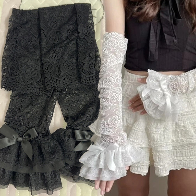 Hollow Out Lace Long Arm Sleev - Fingerless Glove Knit 评论和价格