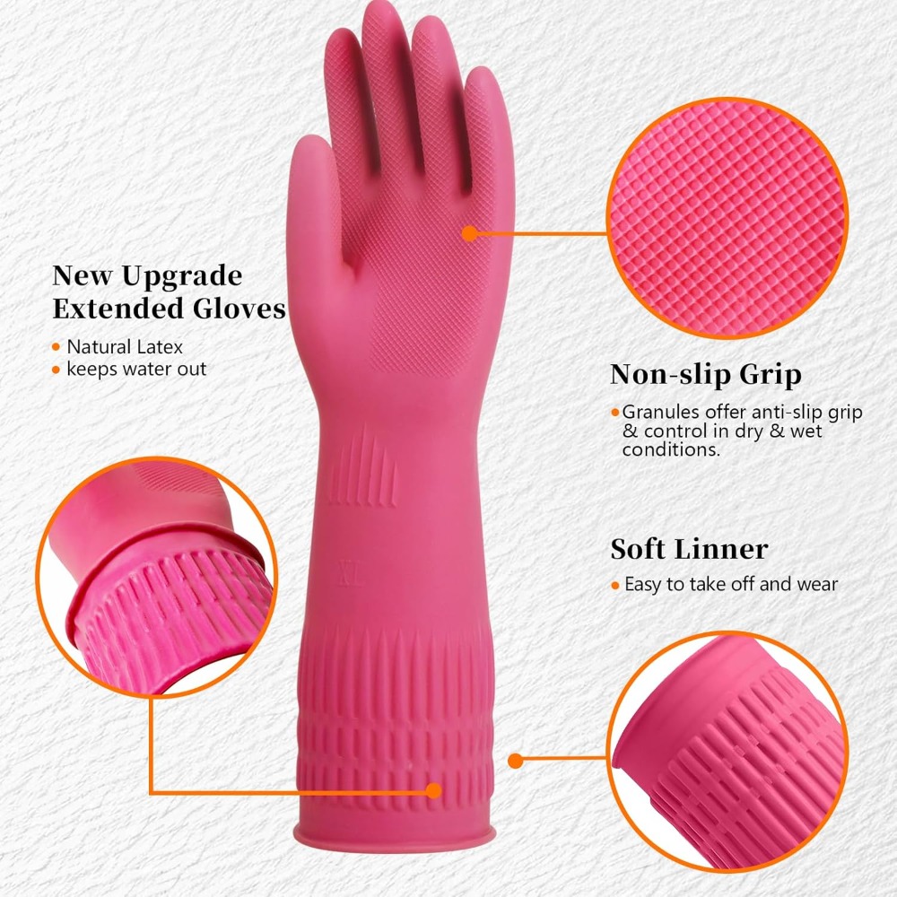 15-Inch Reusable Rubber Gloves - Rubber Glove Cleaning 评论和价格
