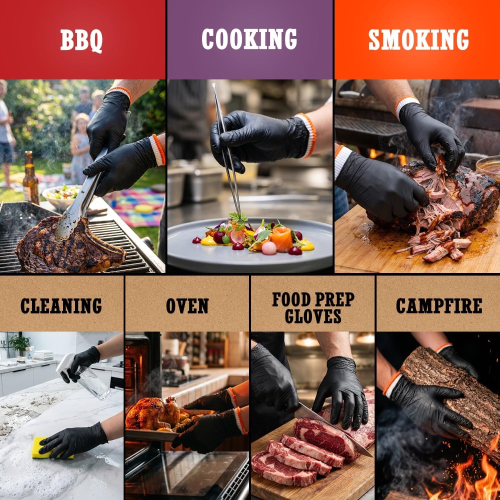 BBQ Gloves 50 Disposable Nitri - Heat Resistant Glove 评论和价格