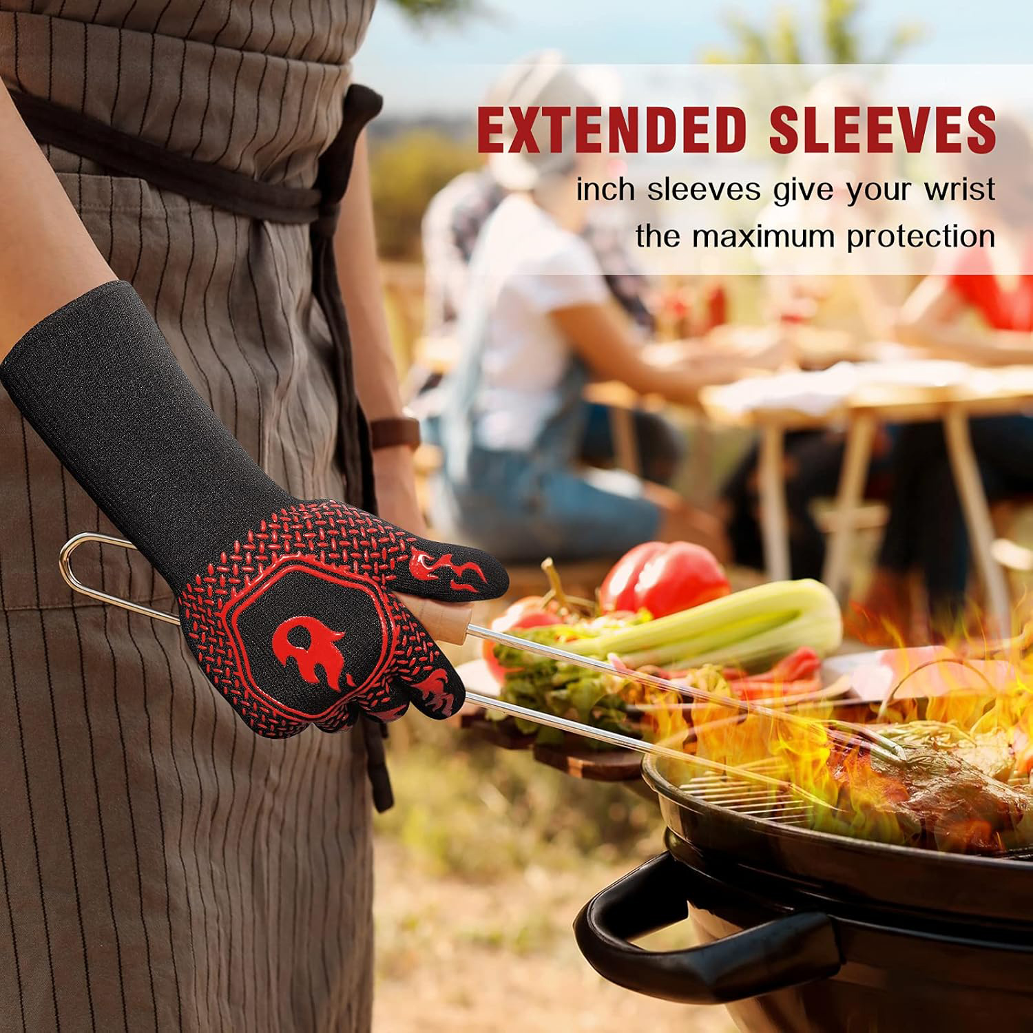 BBQ Grill Gloves High Temp Res - Oven Mitt Silicone 评论和价格