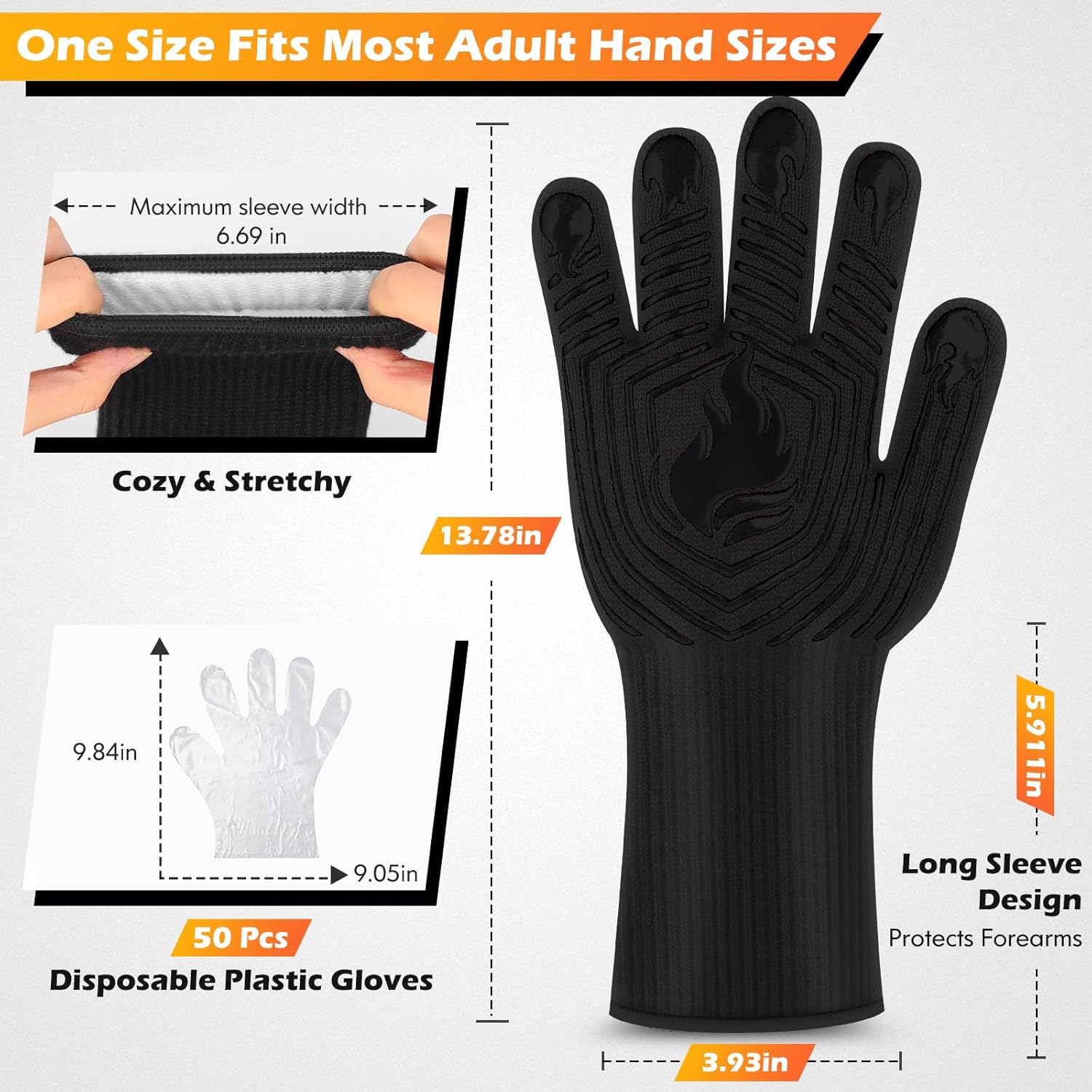 1472°F Heat Resistant BBQ Glov - Oven Mitt Silicone 评论和价格