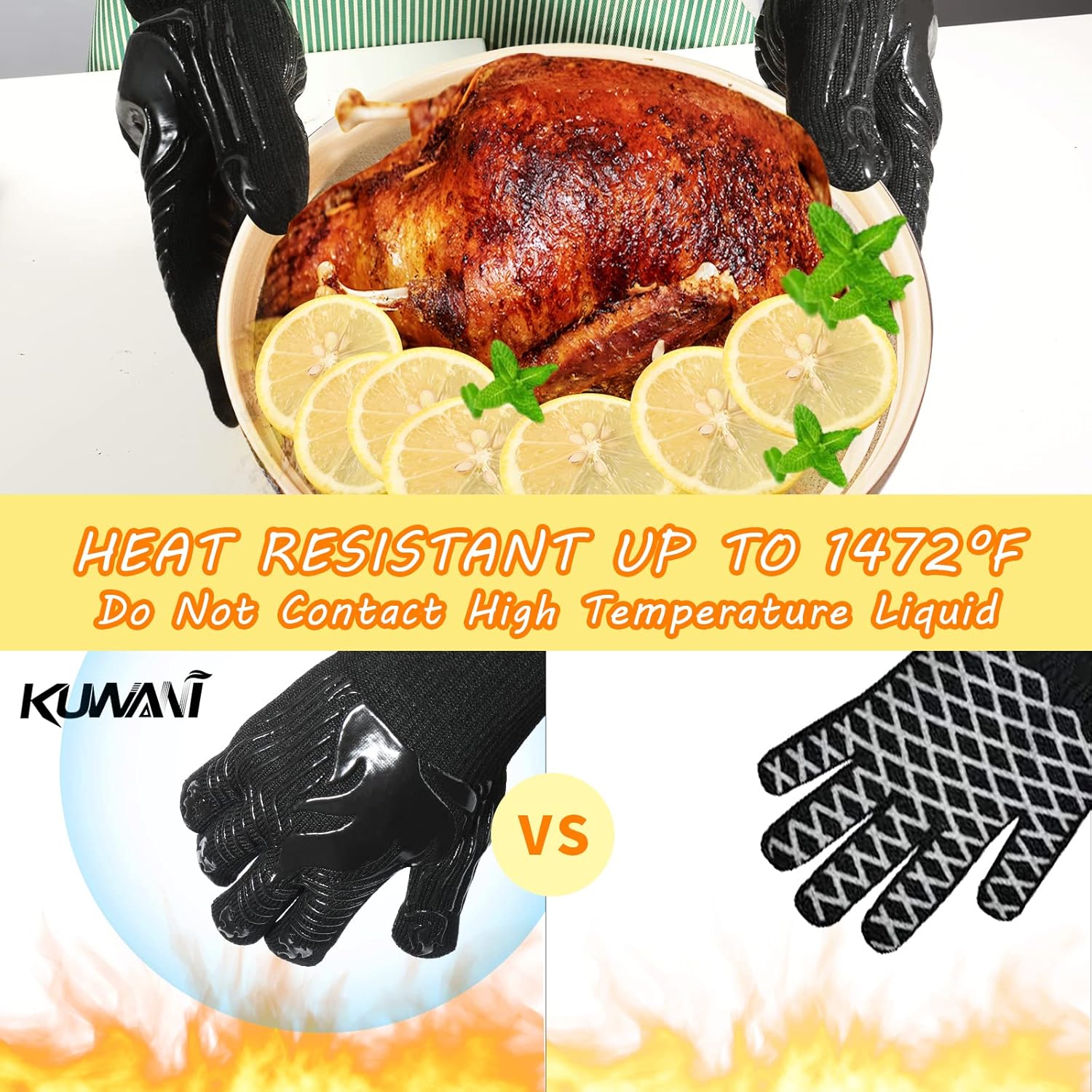 1472°F Heat Resistant BBQ Glov - Oven Mitt Silicone 评论和价格