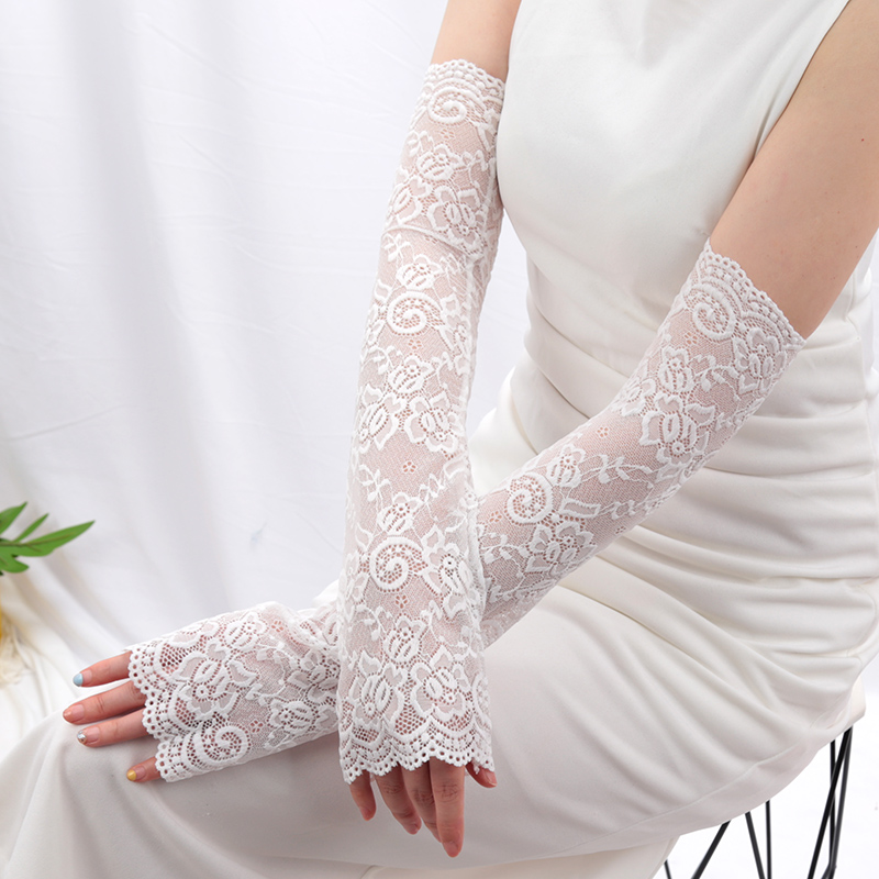 Women Long Lace Gloves Fishnet - Fingerless Glove Knit 评论和价格