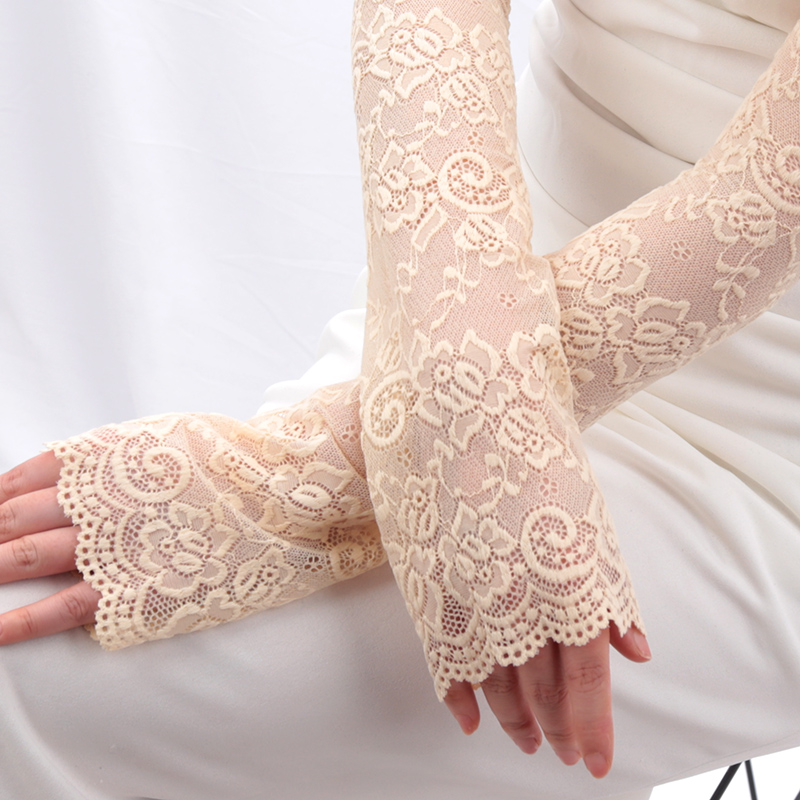 Women Long Lace Gloves Fishnet - Fingerless Glove Knit 评论和价格