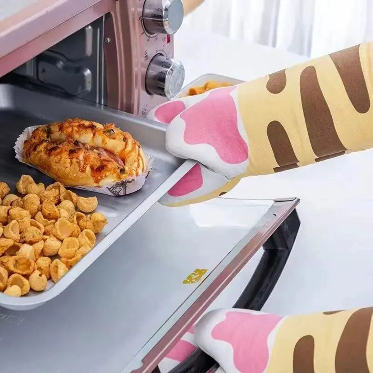 Microwave Long Cotton Gloves C - Oven Mitt Silicone 评论和价格