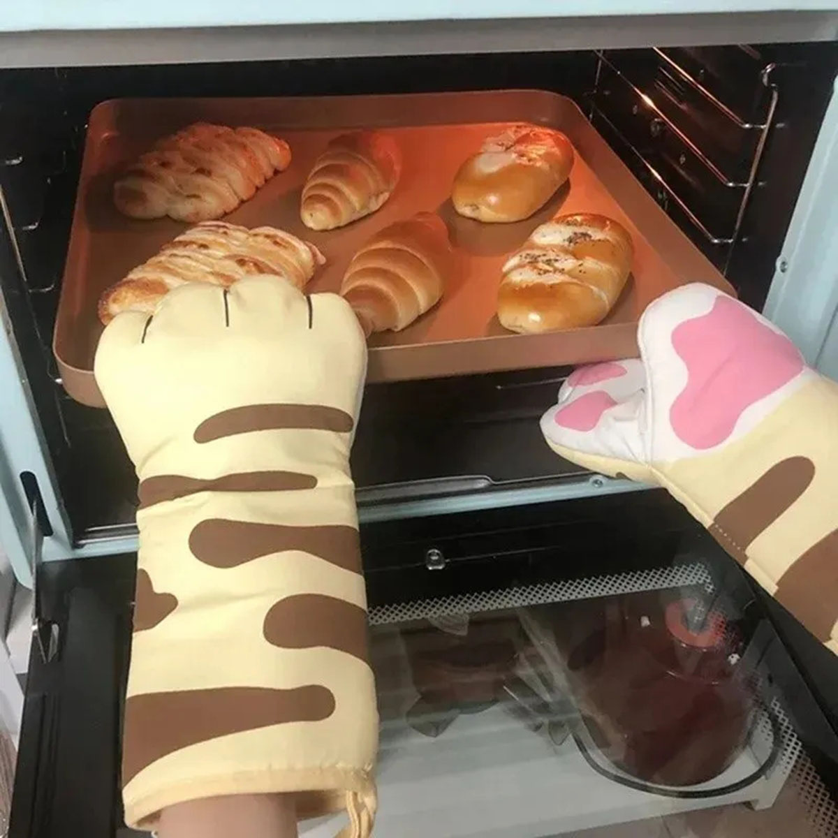 Microwave Long Cotton Gloves C - Oven Mitt Silicone 评论和价格