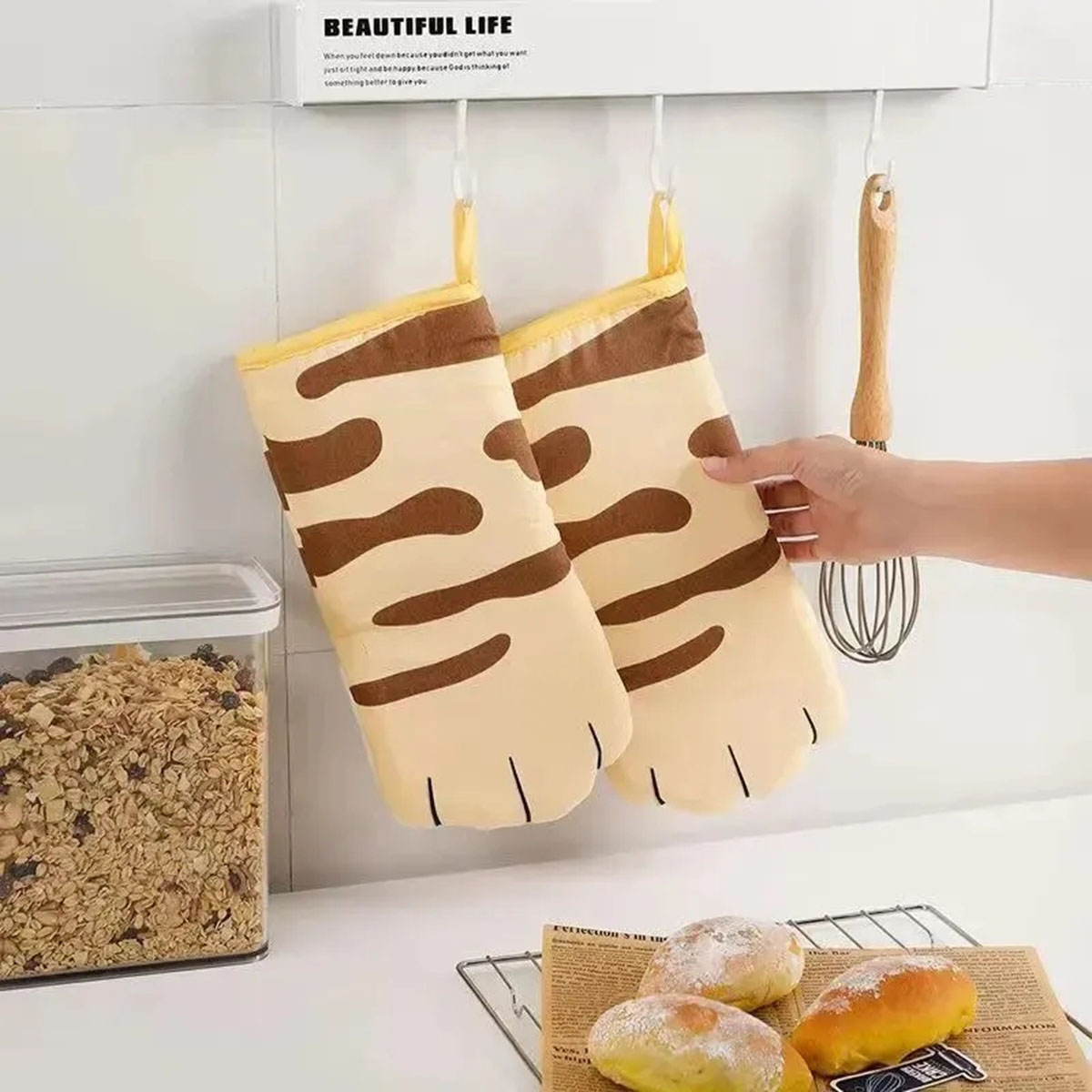 Microwave Long Cotton Gloves C - Oven Mitt Silicone 评论和价格