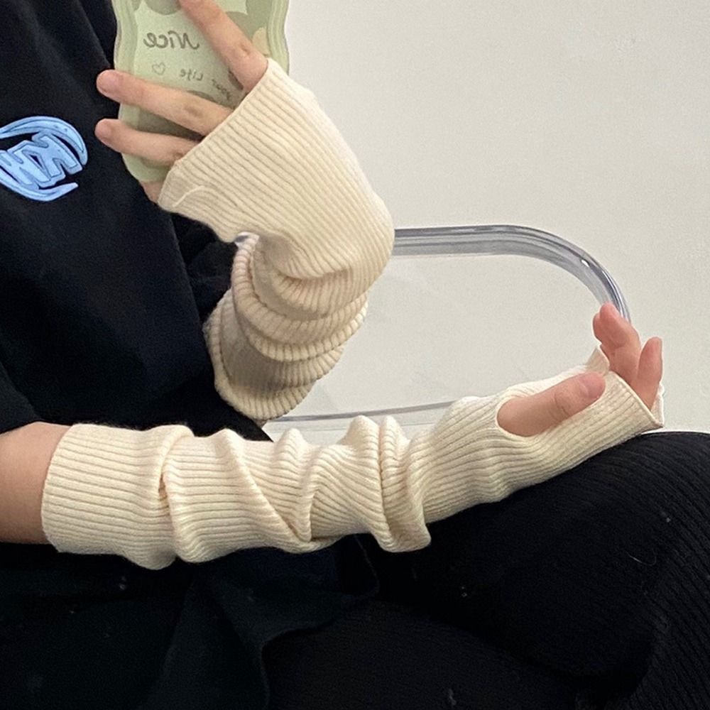 Gloves Solid Color Warm Winter - Fingerless Glove Knit 评论和价格
