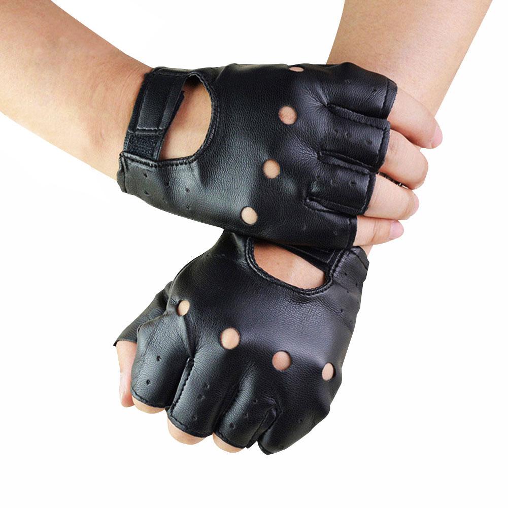 Punk Fingerless Gloves PU Leat - Workout Glove Gym 评论和价格
