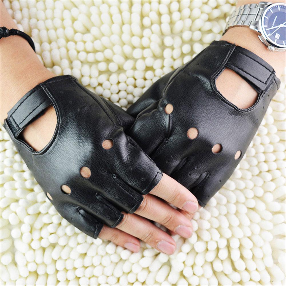 Punk Fingerless Gloves PU Leat - Workout Glove Gym 评论和价格