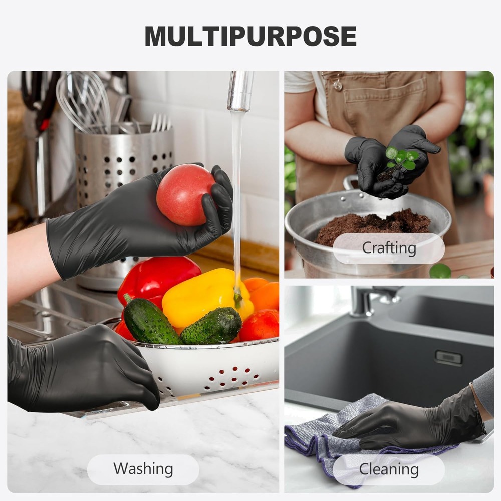 Black Vinyl Gloves, Food Grade - Rubber Glove Cleaning 评论和价格