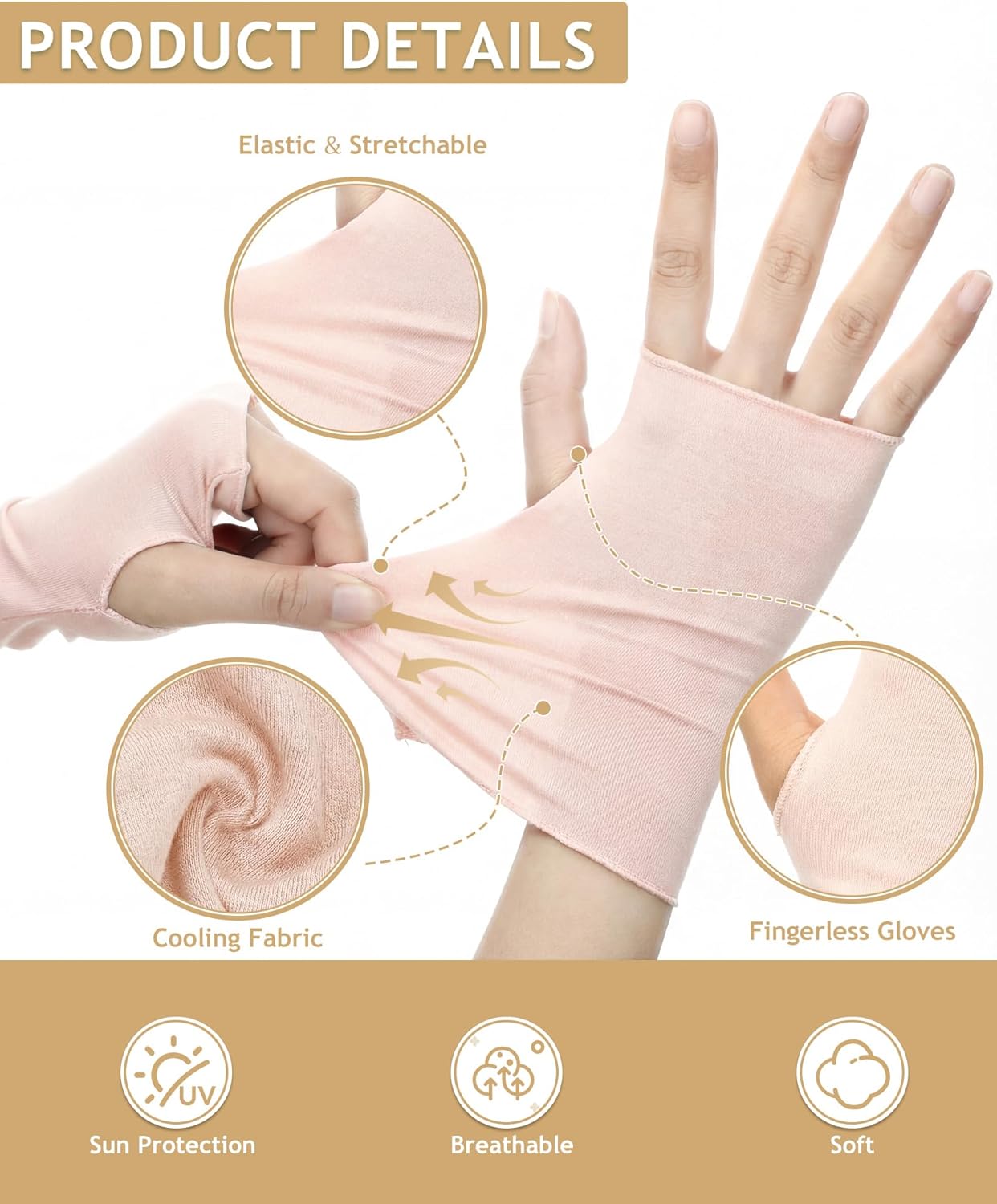 1 pair of sun protection glove - Fingerless Glove Knit 评论和价格
