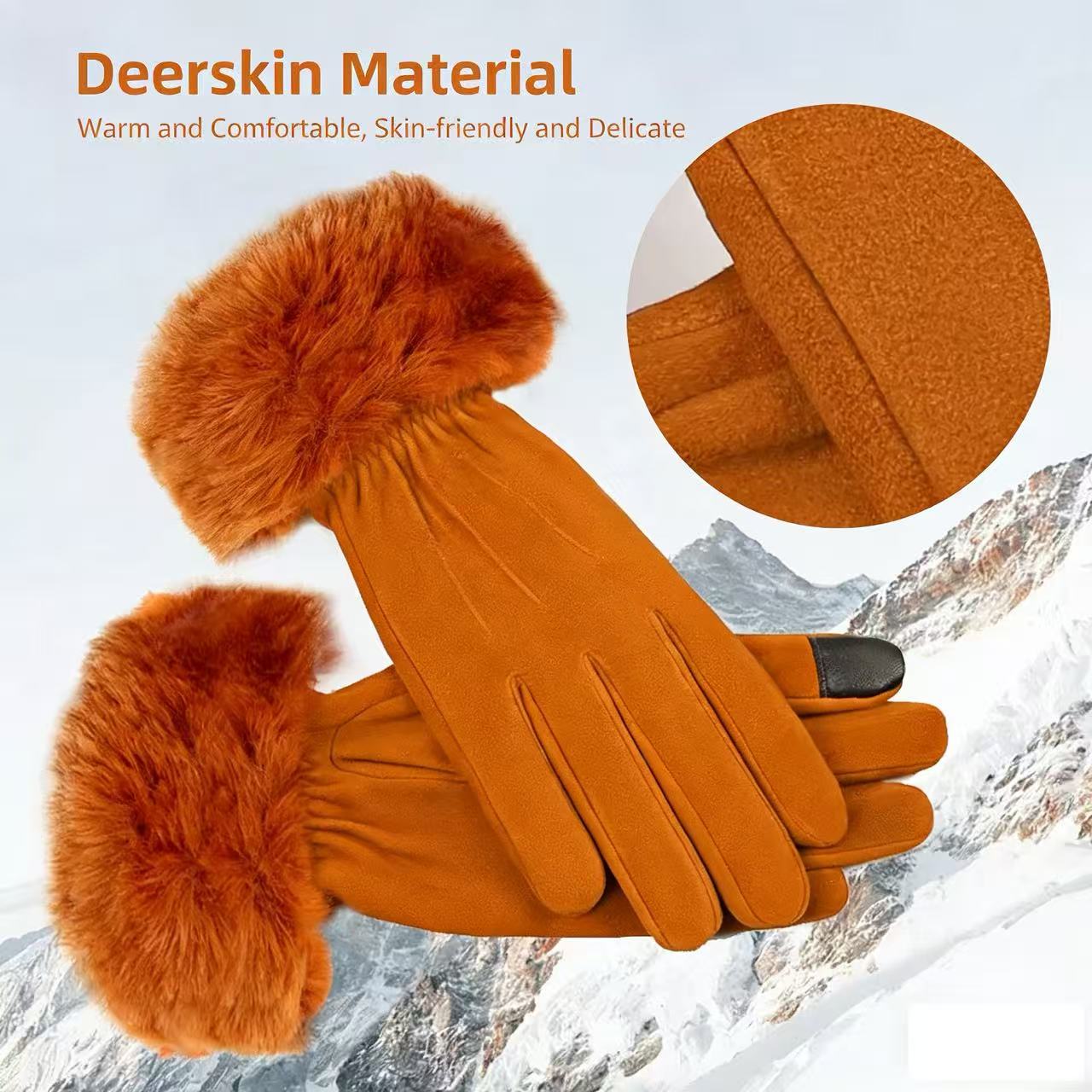 Women's Deerskin Warm Gloves A - Wool Glove Lined 评论和价格