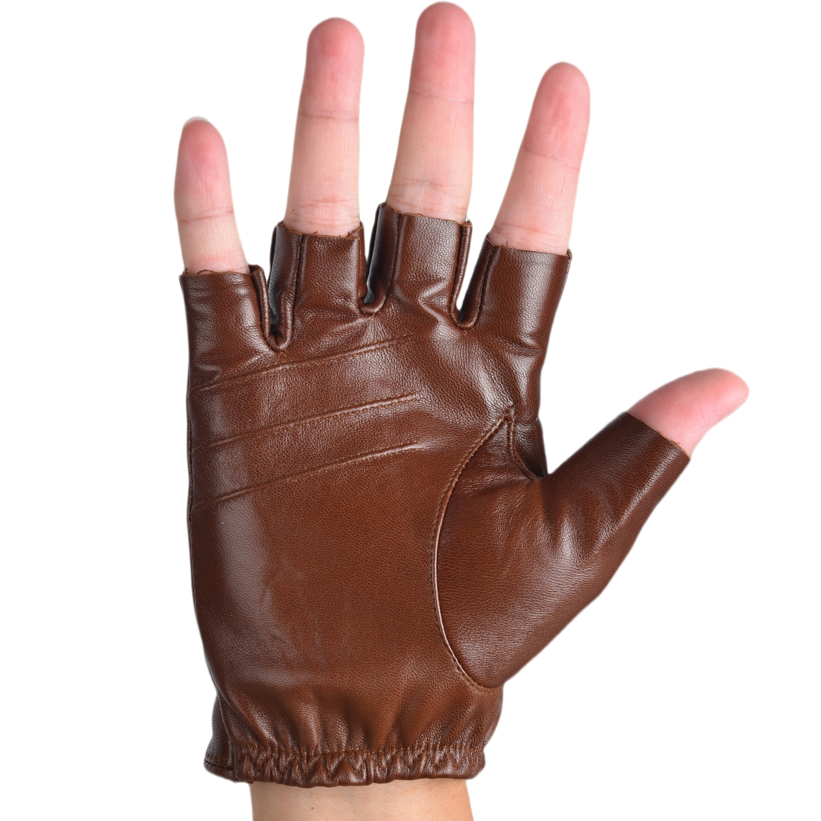 Mens Fingerless Half Finger Le - Leather Driving Glove 评论和价格