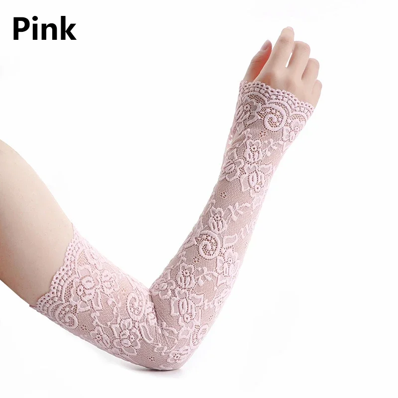 Summer Sunscreen Lace Arm Slee - Fingerless Glove Knit 评论和价格
