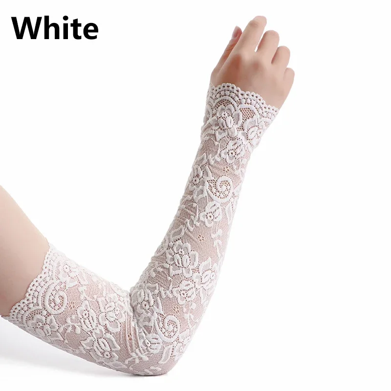 Summer Sunscreen Lace Arm Slee - Fingerless Glove Knit 评论和价格