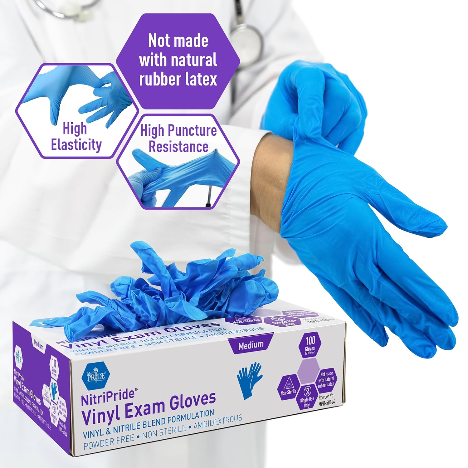 Powder-Free Nitrile/Vinyl Blen - Latex Disposable Glove 评论和价格