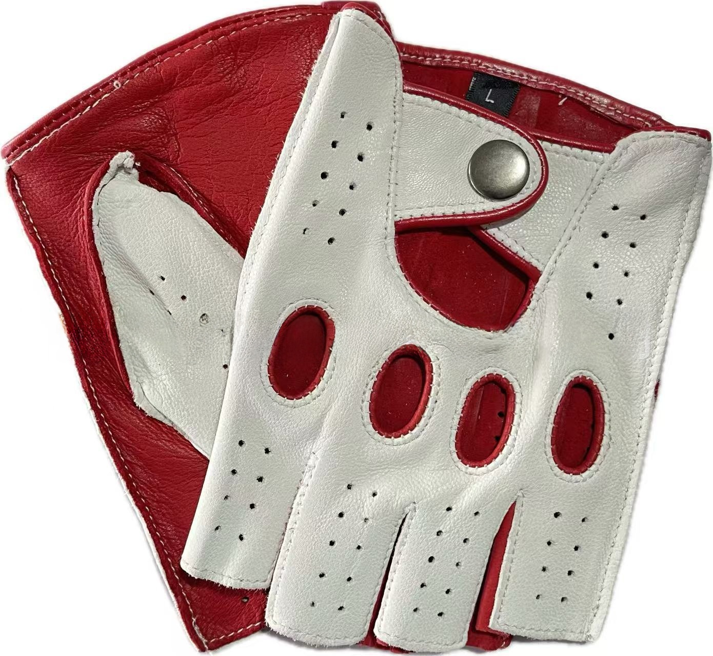 Retro Half Finger Goat Leather - Leather Driving Glove 评论和价格