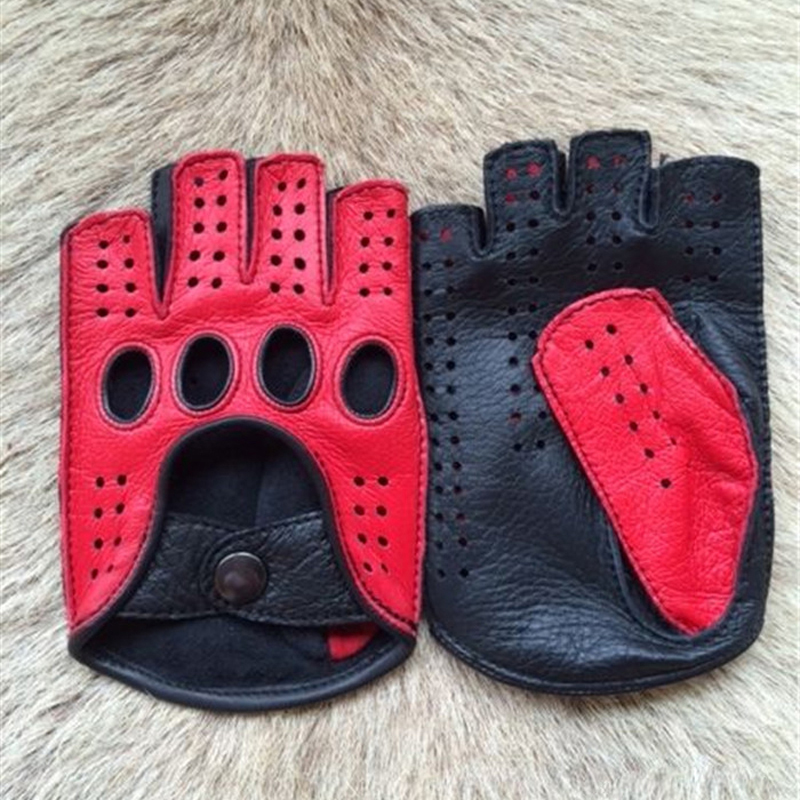 Retro Half Finger Goat Leather - Leather Driving Glove 评论和价格