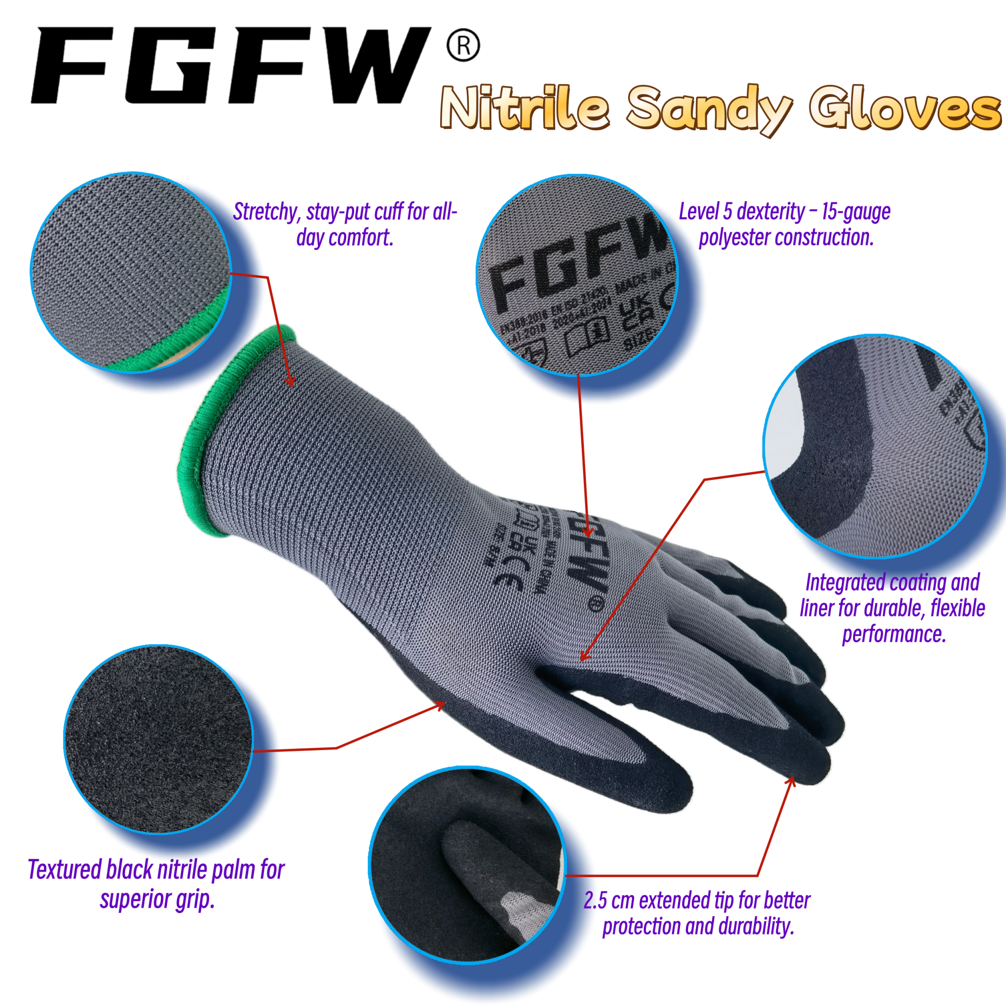 FGFW 10 Pairs Gray Nitrile San - Nitrile Mechanic Glove 评论和价格