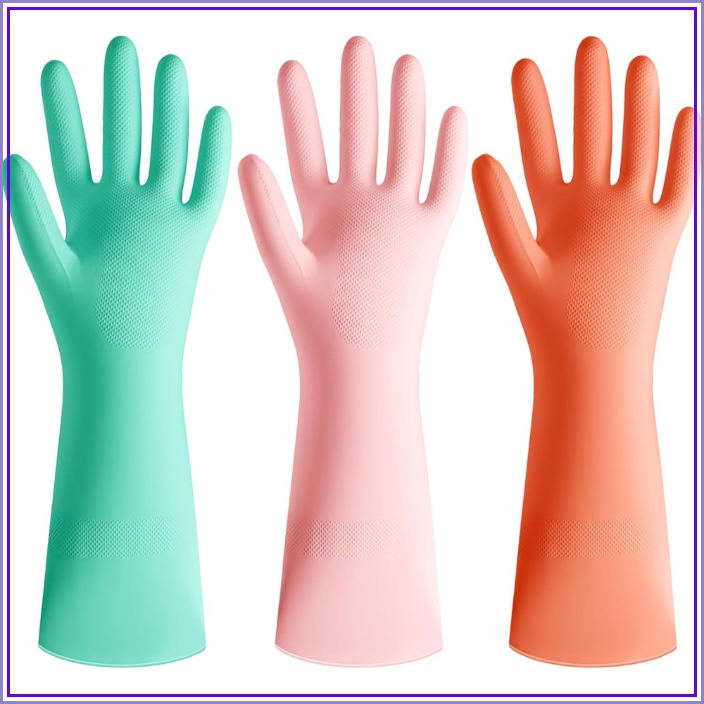 3 Pairs Colorful Rubber Dishwa - Rubber Glove Cleaning 评论和价格